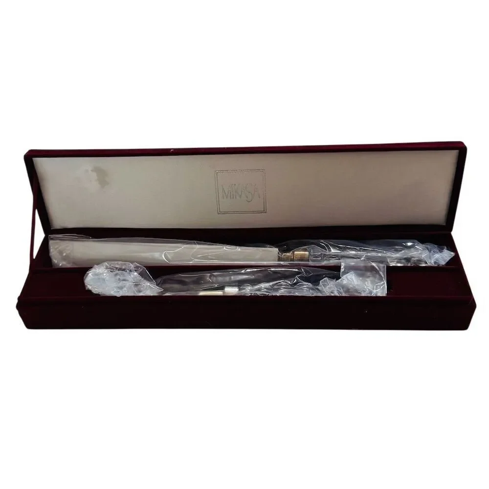 Mikasa Rousseau Knife and Fork Carving Set Sterling Silver Plated & Crystal ￼